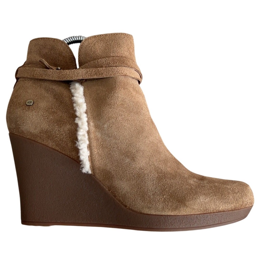 UGG Wedge Suede Shearling Side Zip Boots | SZ: 8.5